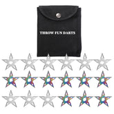 THROWFUN 6/12/18 Pack 9Cr17 stainless steel- 3.74''(length) 0.1''(thick) , throwing knives set  Full-Tang Throwing Set, with Nylon Sheath for Competition and Recreation Silvery Rainbow Pentagonal shape Hollow Darts-FB-YF251-1